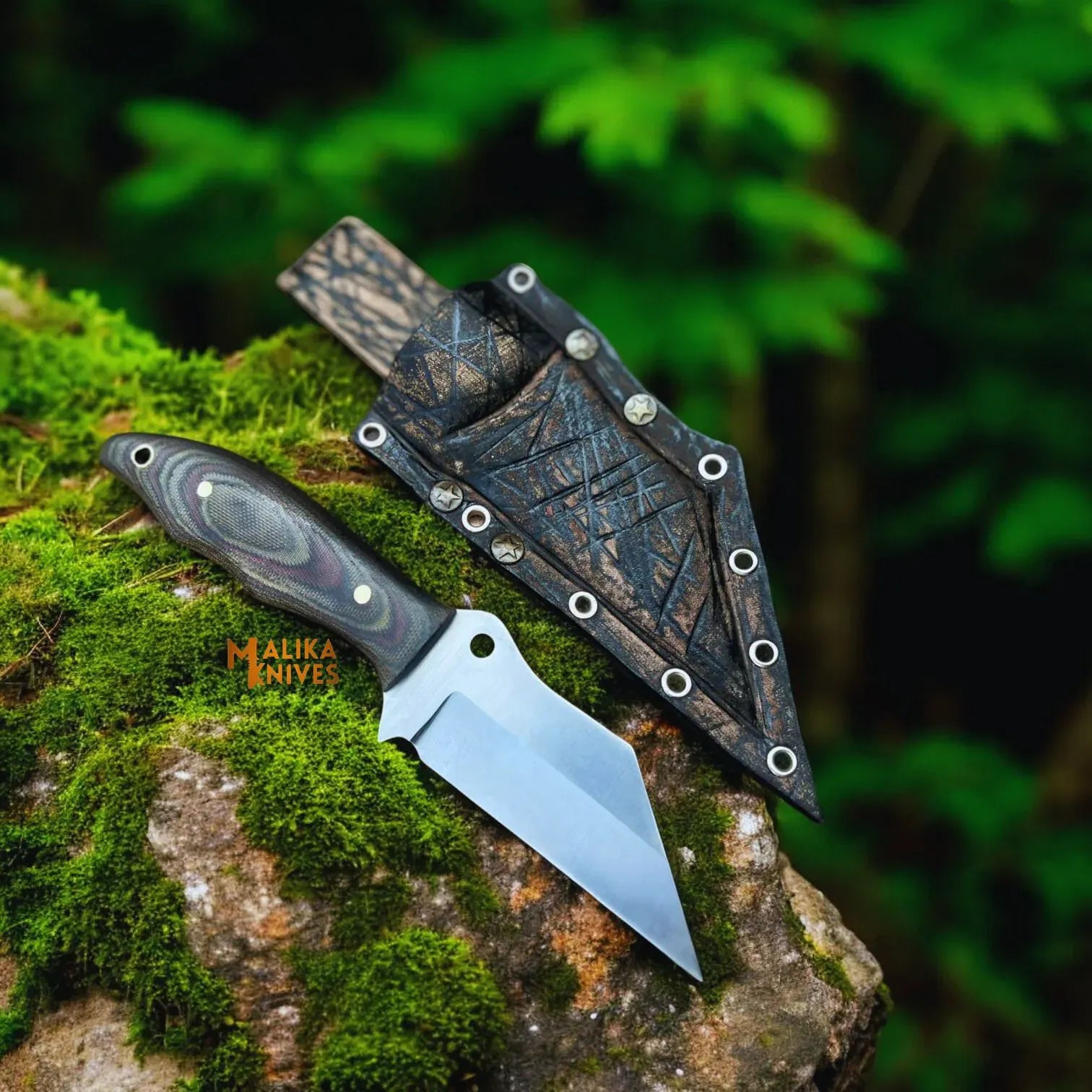 MALIKA KNIVES simple Compact D2 Hunting Knife | Fixed Blade with G10 Handle