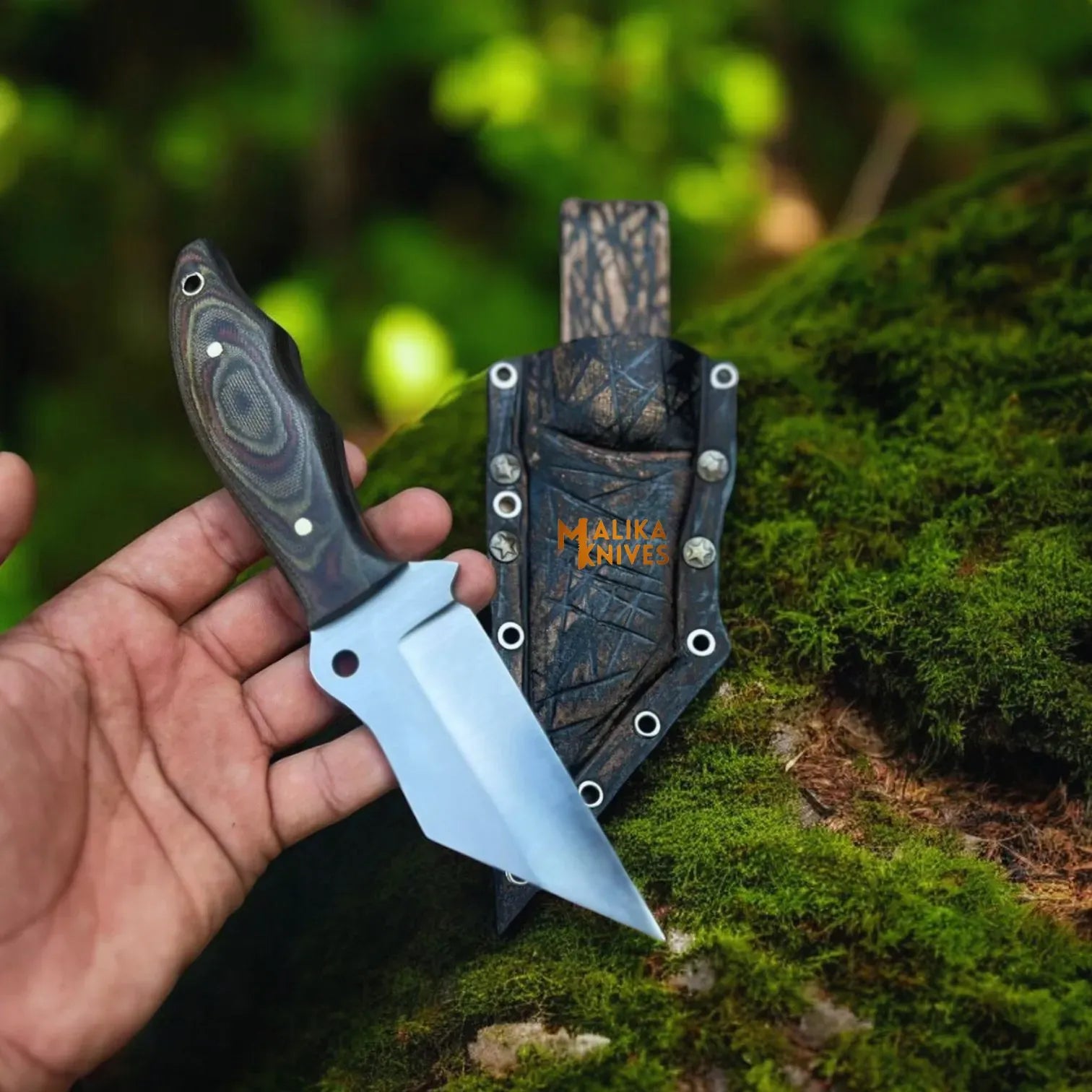 MALIKA KNIVES simple Compact D2 Hunting Knife | Fixed Blade with G10 Handle