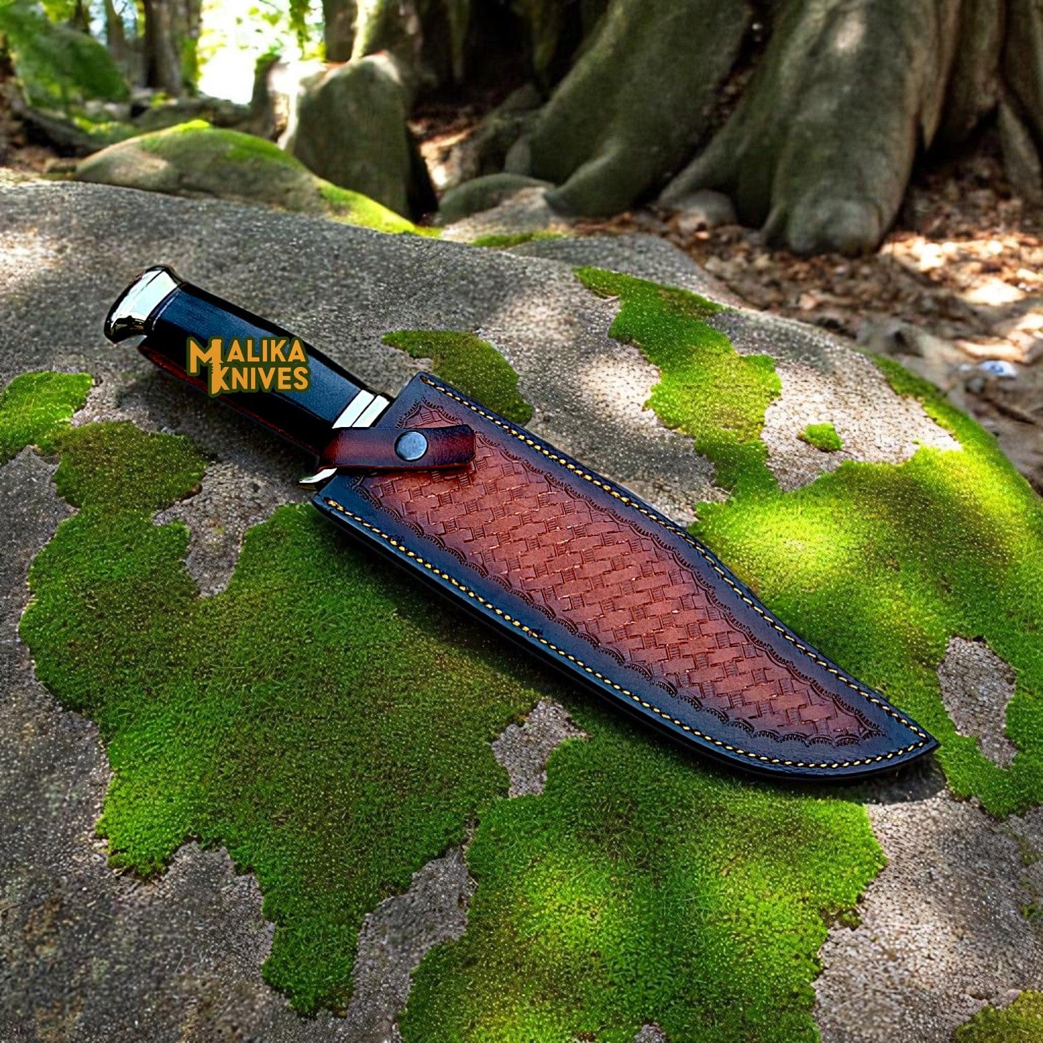 MALIKA KNIVES simple Crocodile Dundee Knife Replica | D2 Steel Blade | Black Micarta Handle
