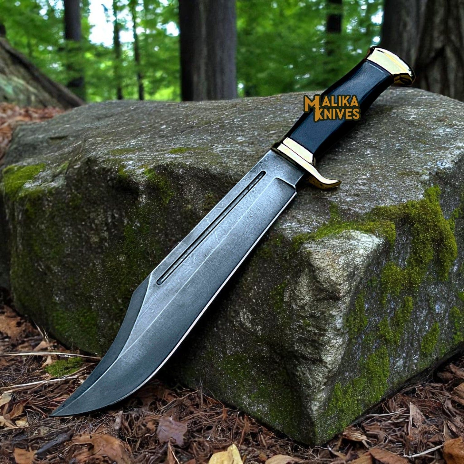MALIKA KNIVES simple Crocodile Dundee Knife Replica | D2 Steel Blade | Black Micarta Handle