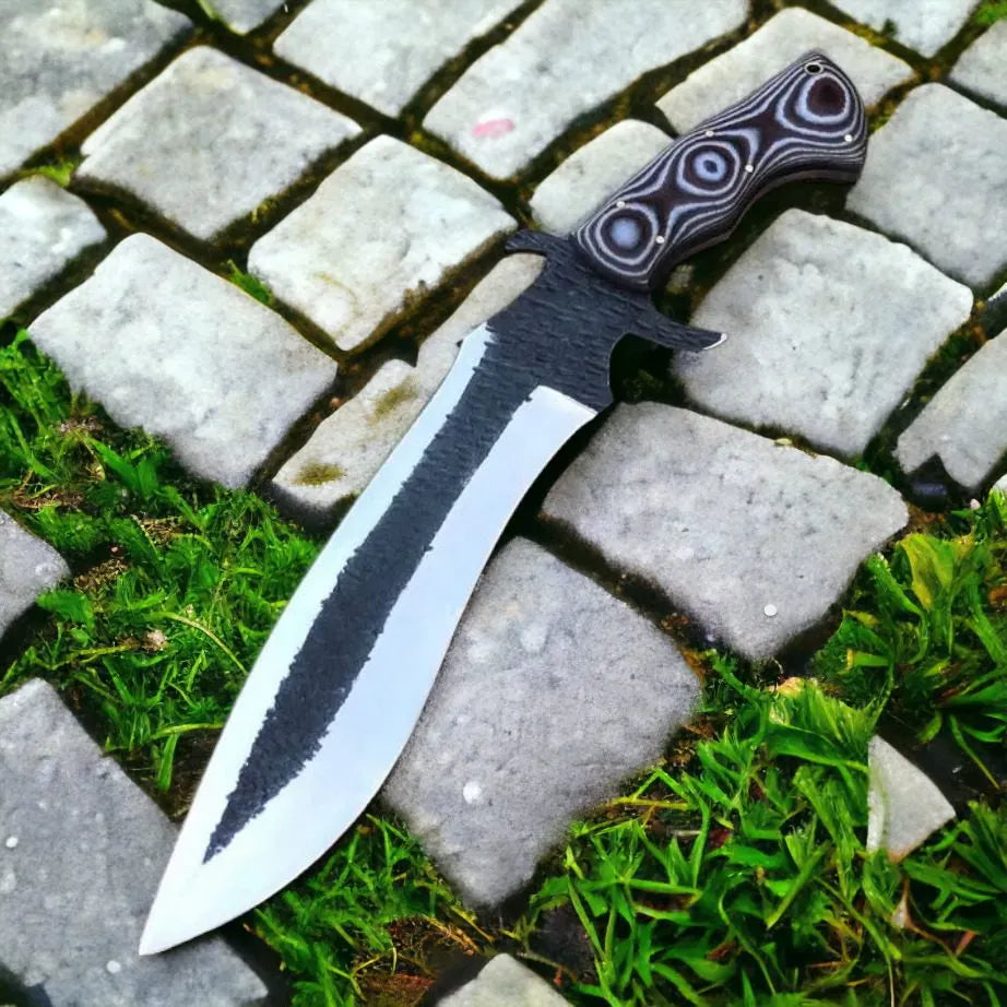 MALIKA KNIVES simple Custom D2 Bowie Knife with Micarta Handle