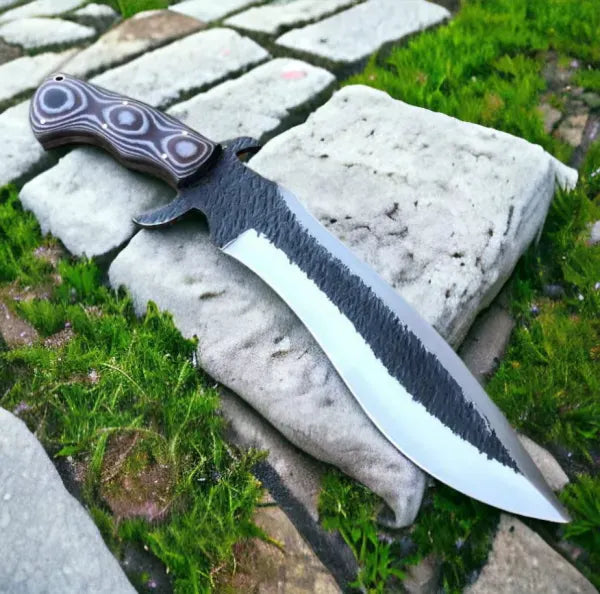 MALIKA KNIVES simple Custom D2 Bowie Knife with Micarta Handle