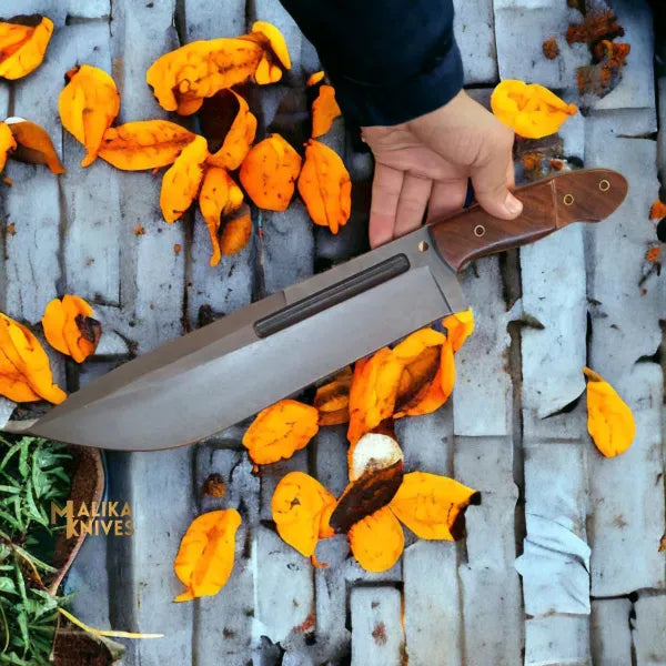 MALIKA KNIVES simple D2 Bowie Knife | Rosewood Handle | Bushcraft Tool.
