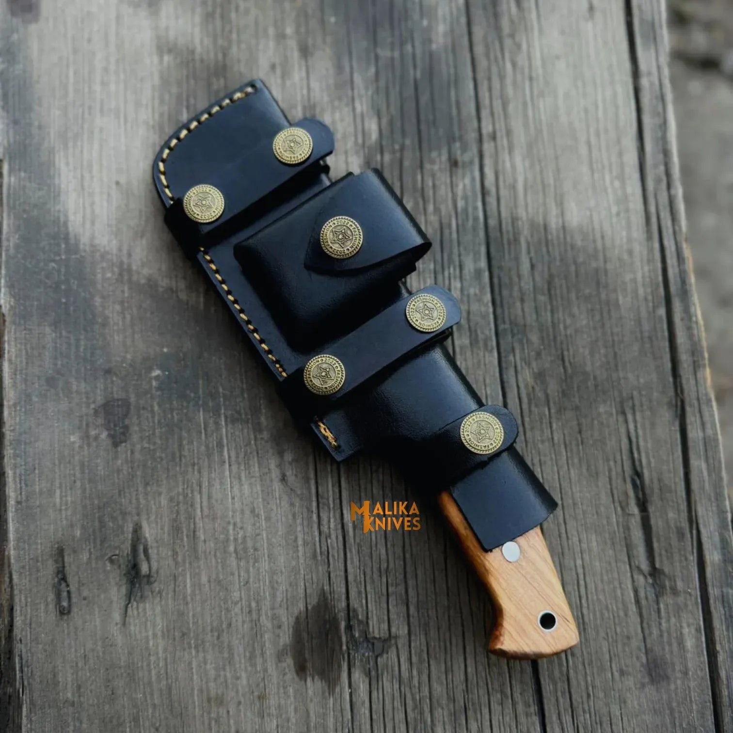 MALIKA KNIVES simple D2 Bushcraft Hunting Knife Walnut Handle