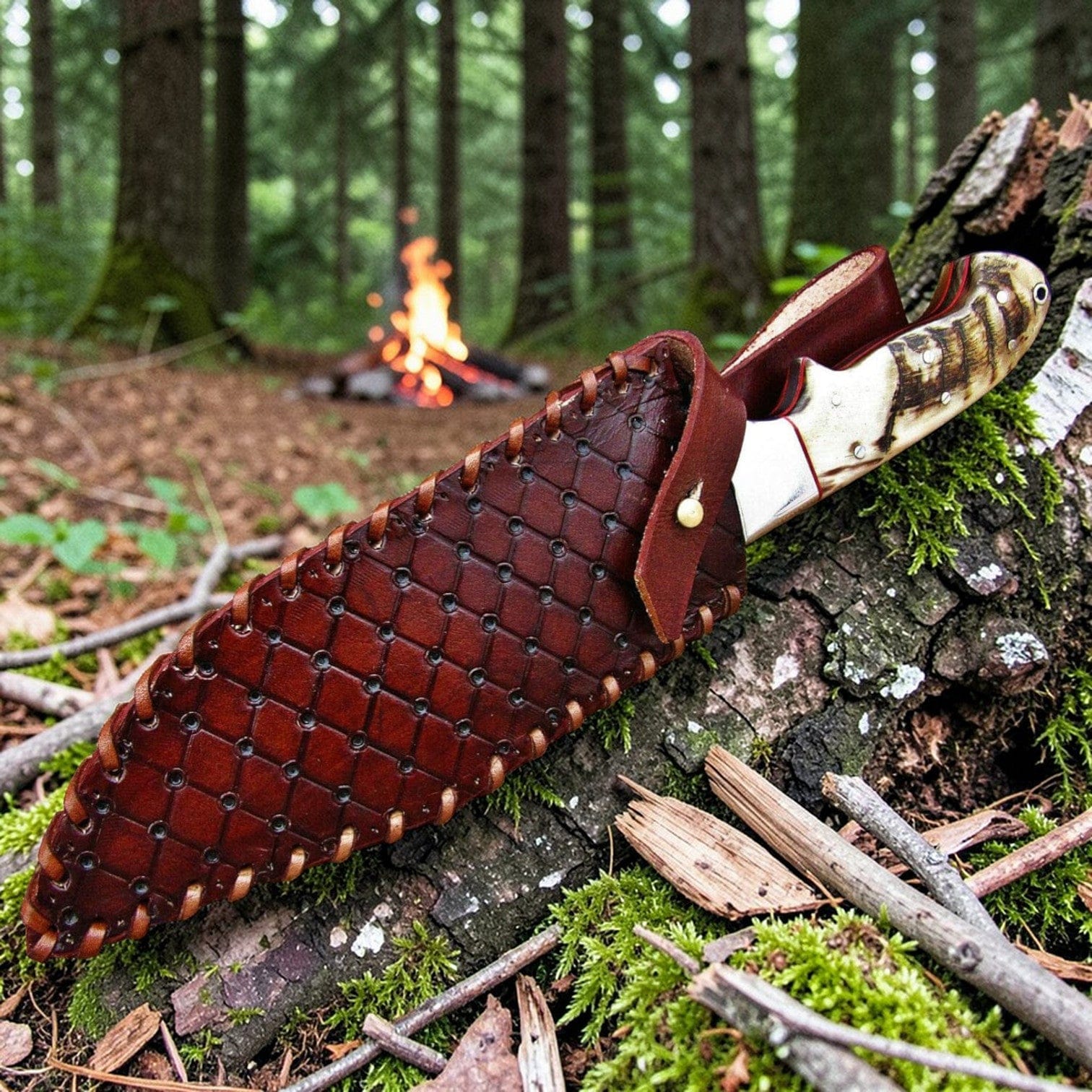 MALIKA KNIVES simple D2 Gut Hook Hunting Knife Ram Horn Handle