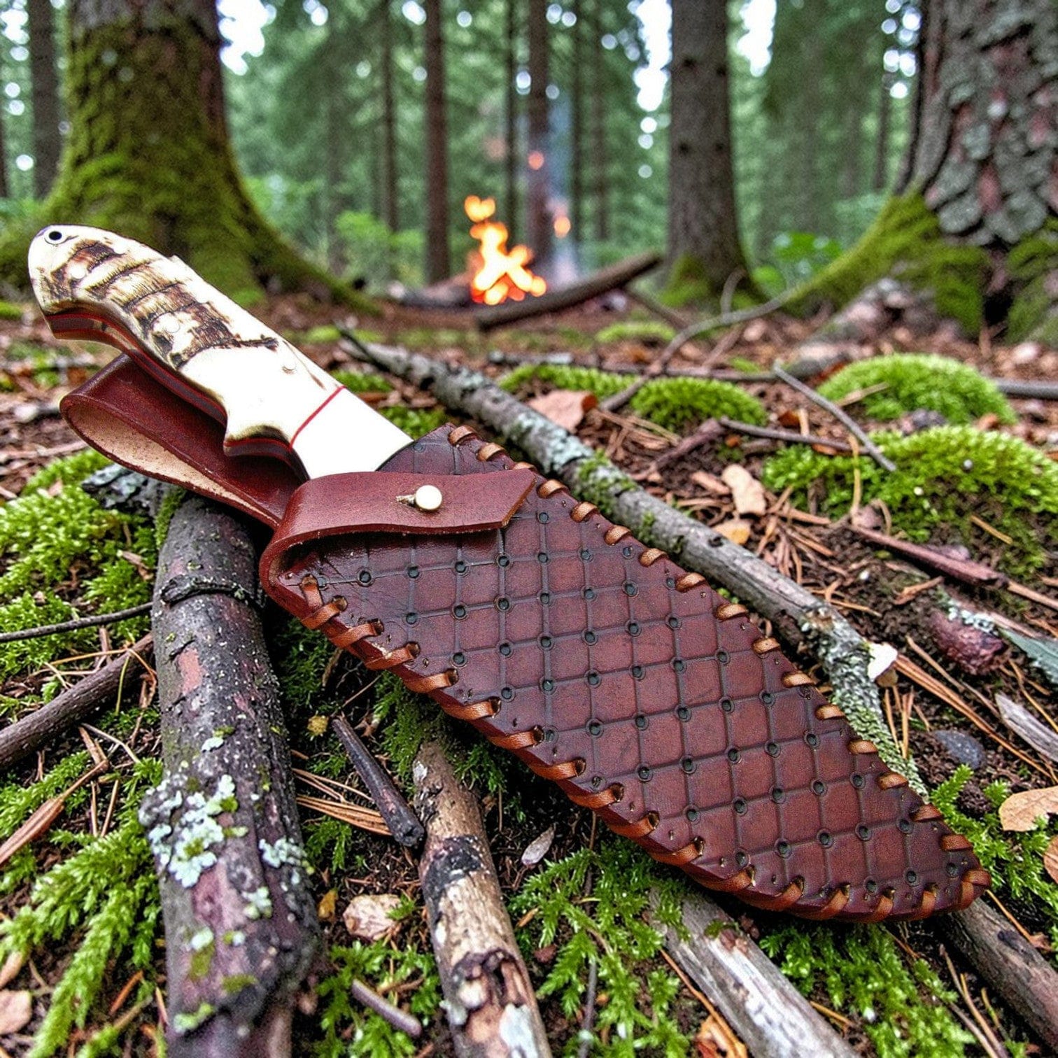 MALIKA KNIVES simple D2 Gut Hook Hunting Knife Ram Horn Handle