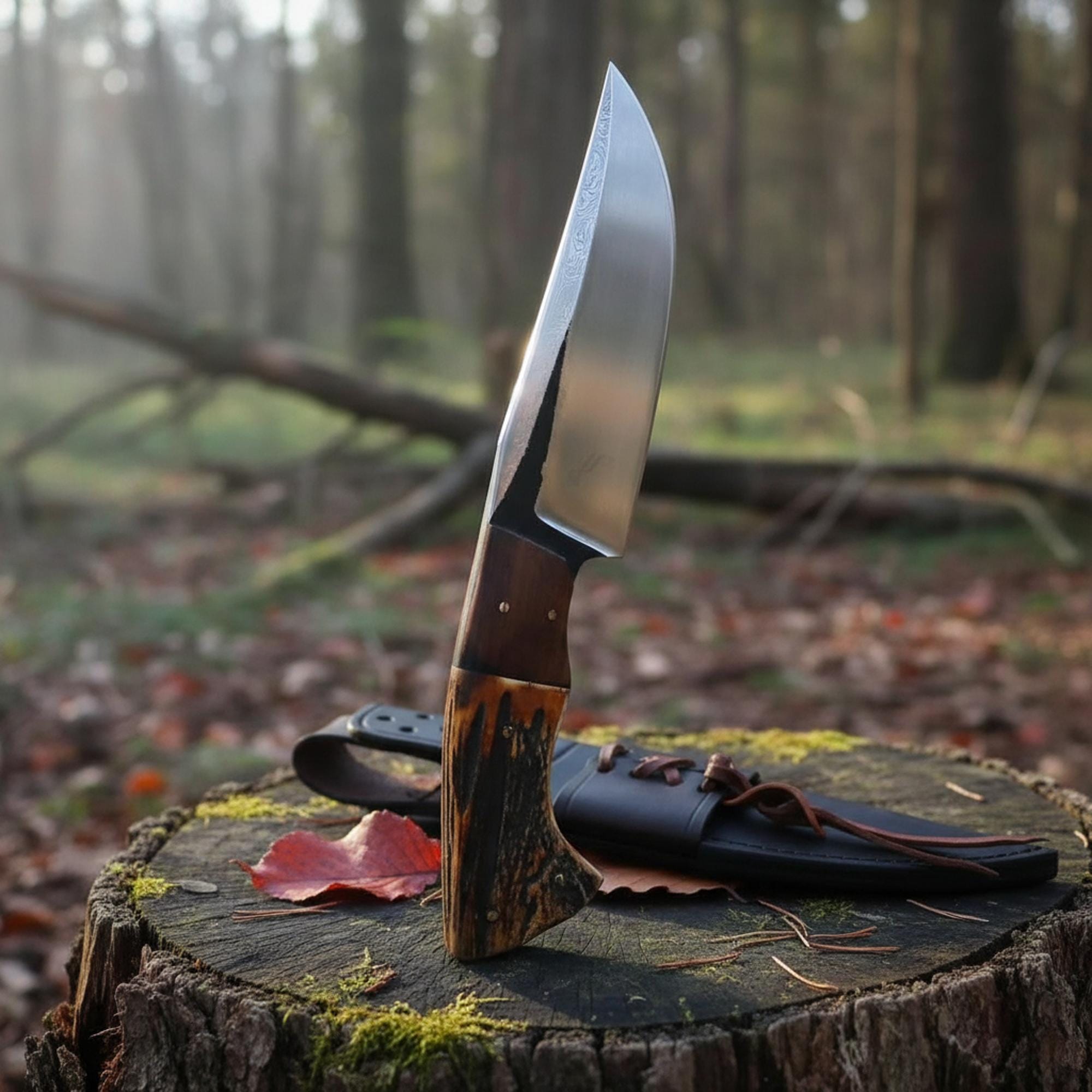 MALIKA KNIVES simple D2 Hunting Knife Antler Handle Rosewood Full Tang