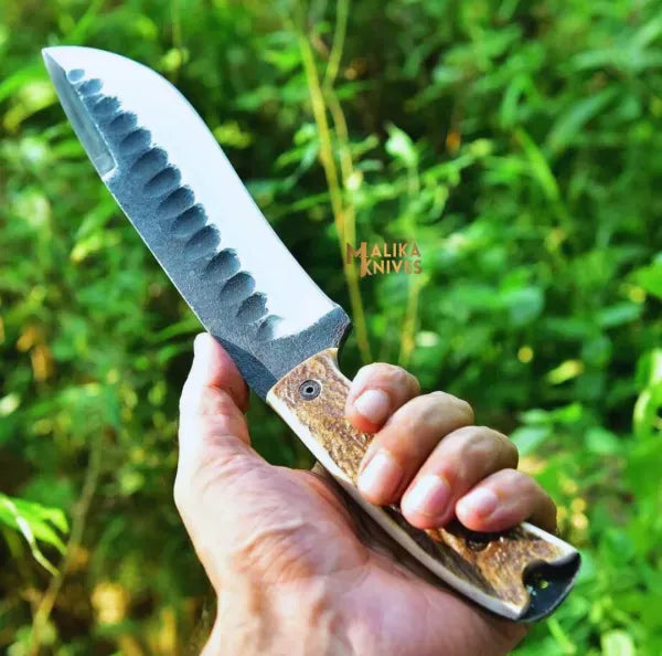 MALIKA KNIVES simple D2 Stag Hunting Knife Full Tang 7 Inch Blade