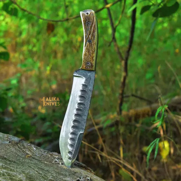 MALIKA KNIVES simple D2 Stag Hunting Knife Full Tang 7 Inch Blade