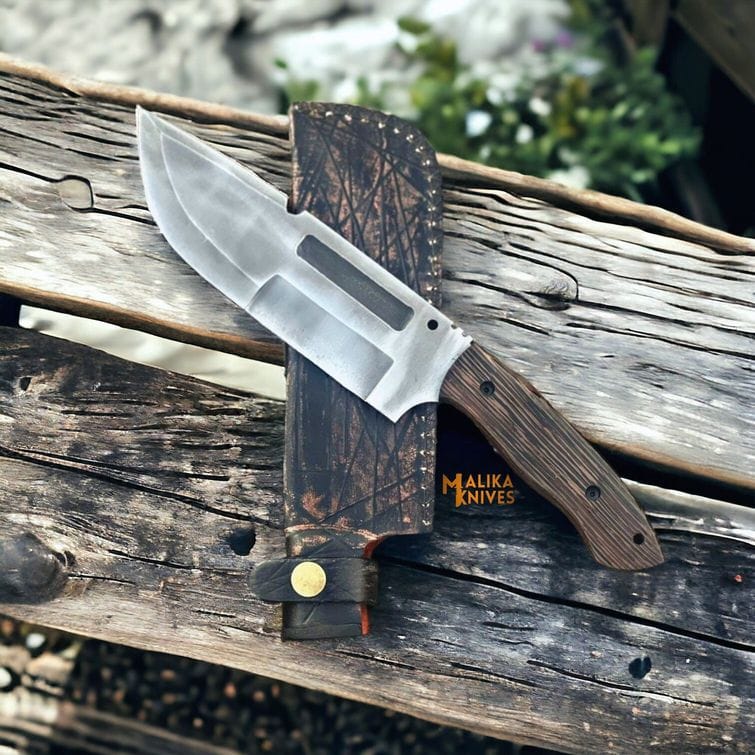 MALIKA KNIVES simple D2 Steel Bowie Knife | Wenge Wood Handle