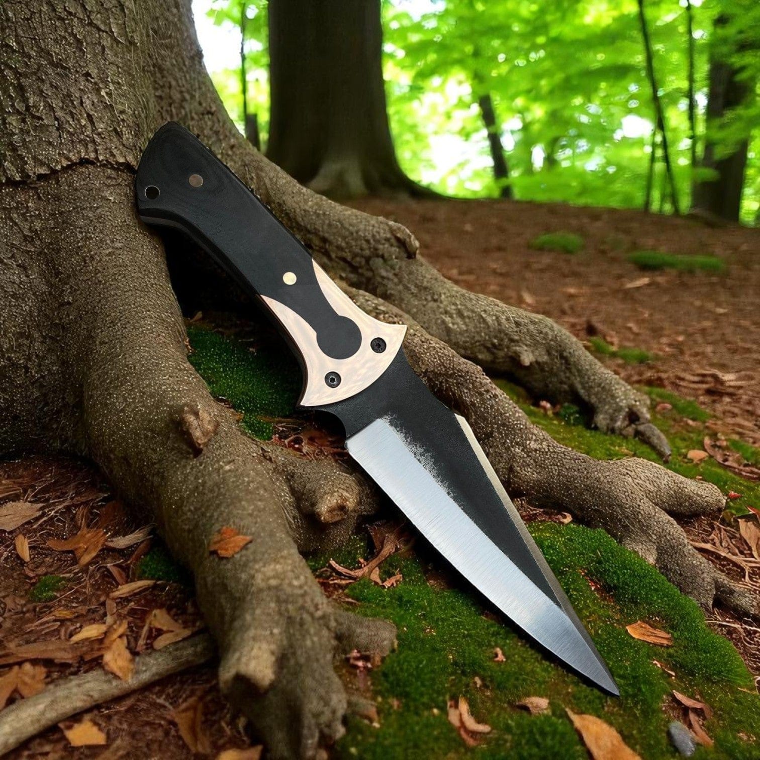MALIKA KNIVES simple D2 Steel Hunting Knife with G10 Handle & Leather Sheath