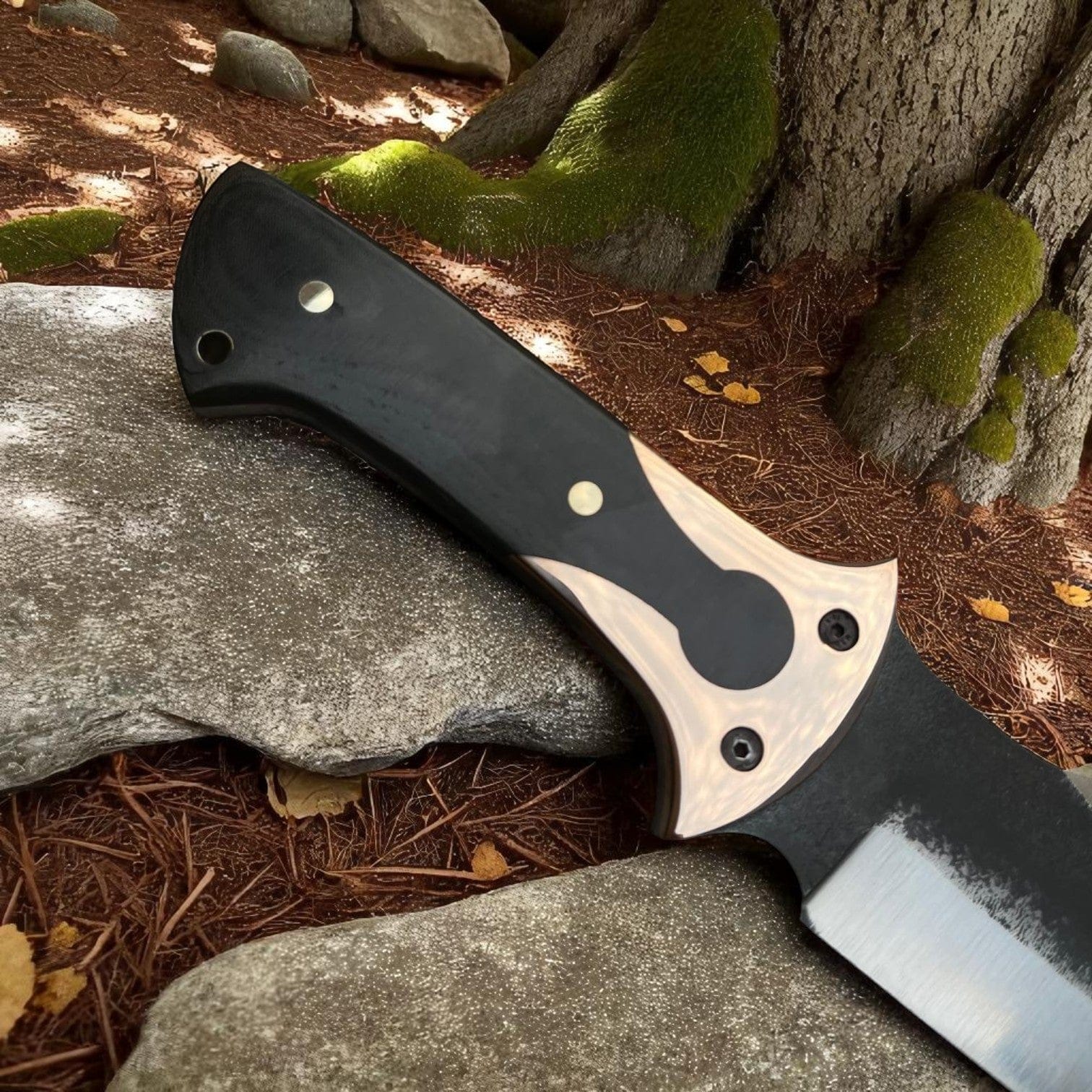 MALIKA KNIVES simple D2 Steel Hunting Knife with G10 Handle & Leather Sheath