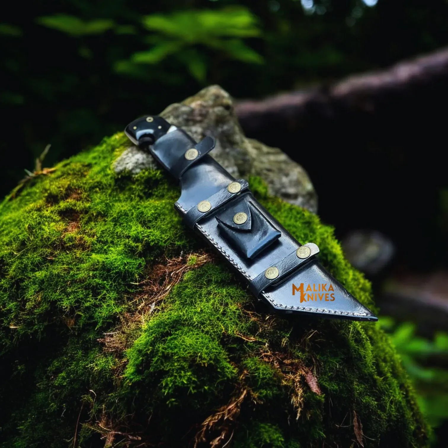 MALIKA KNIVES simple Damascus Tracker Bowie Knife Resin Handle Outdoor Sheath