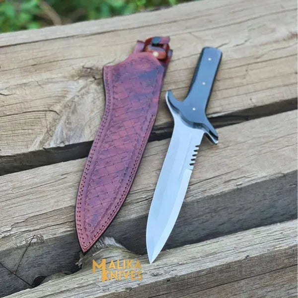 MALIKA KNIVES simple Double Edge Bowie Knife 15” J2 Steel | Micarta G10
