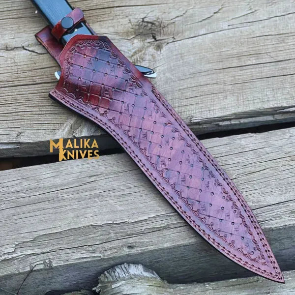 MALIKA KNIVES simple Double Edge Bowie Knife 15” J2 Steel | Micarta G10