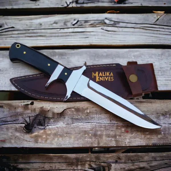 MALIKA KNIVES simple Finger Guard Bowie Knife D2 Steel Micarta Handle