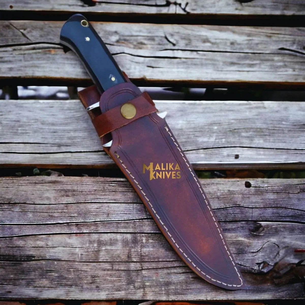 MALIKA KNIVES simple Finger Guard Bowie Knife D2 Steel Micarta Handle