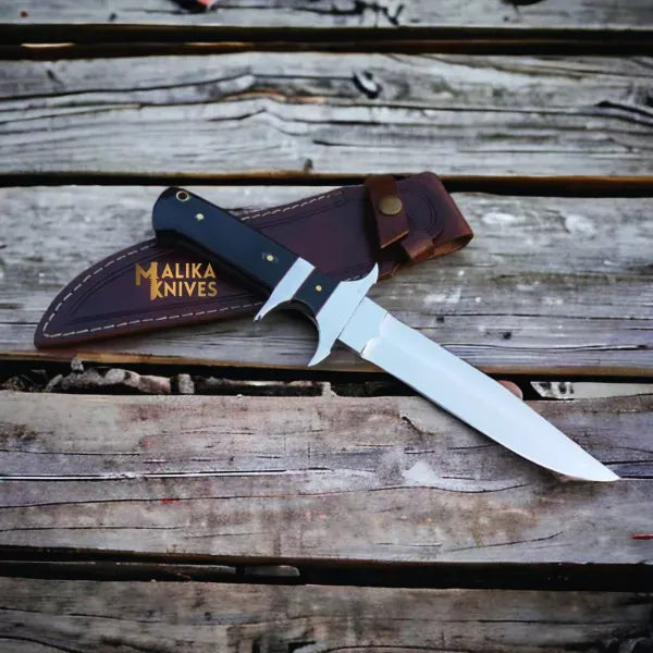 MALIKA KNIVES simple Finger Guard Bowie Knife D2 Steel Micarta Handle