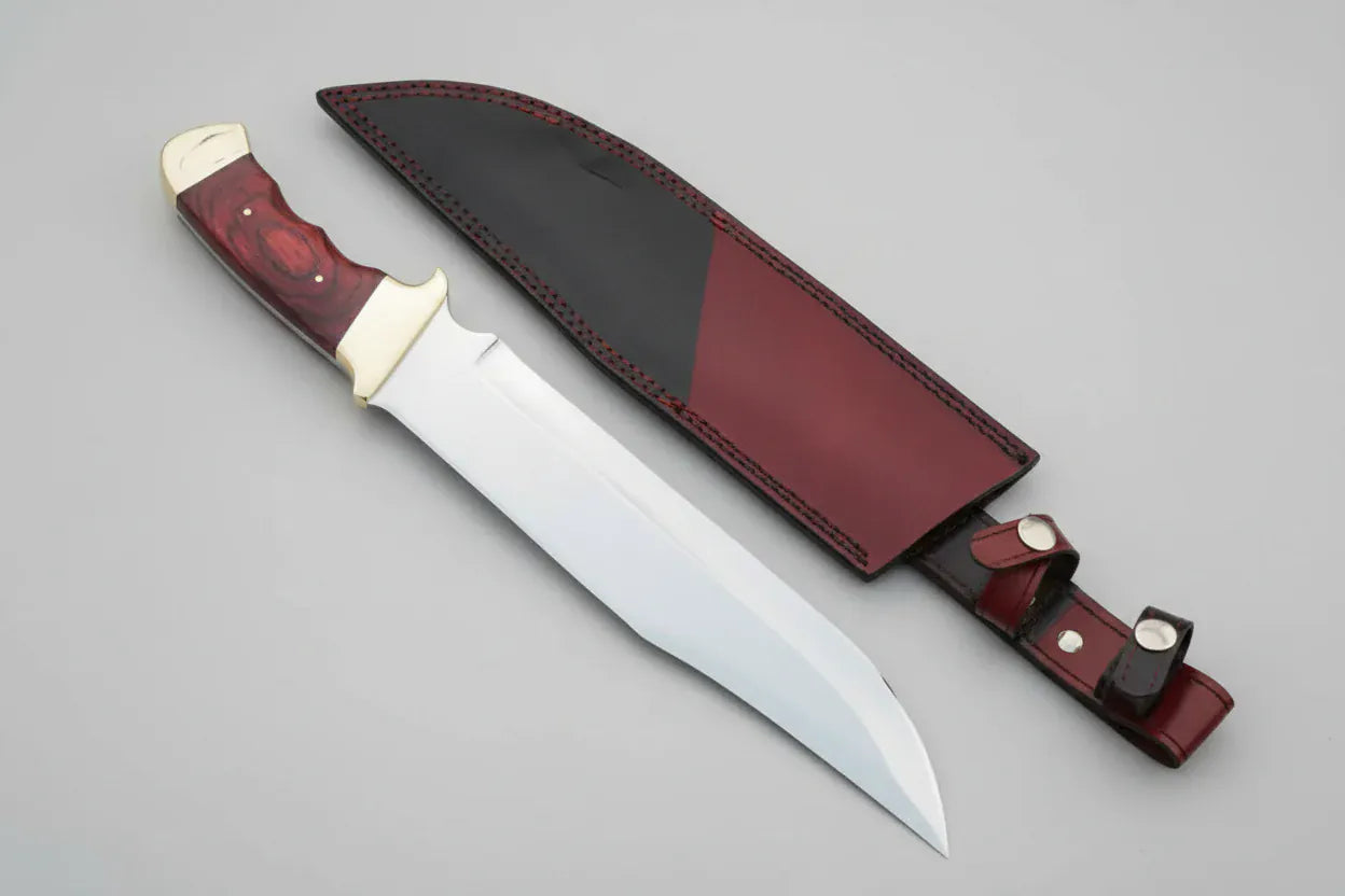 MALIKA KNIVES simple Full Tang Texas Bowie Knife | Red Pakka Wood