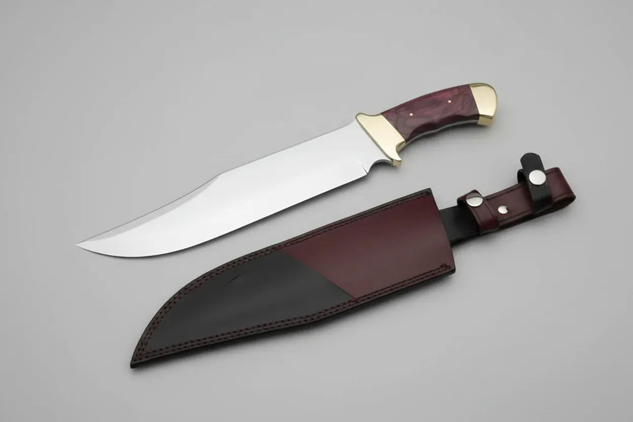 MALIKA KNIVES simple Full Tang Texas Bowie Knife | Red Pakka Wood
