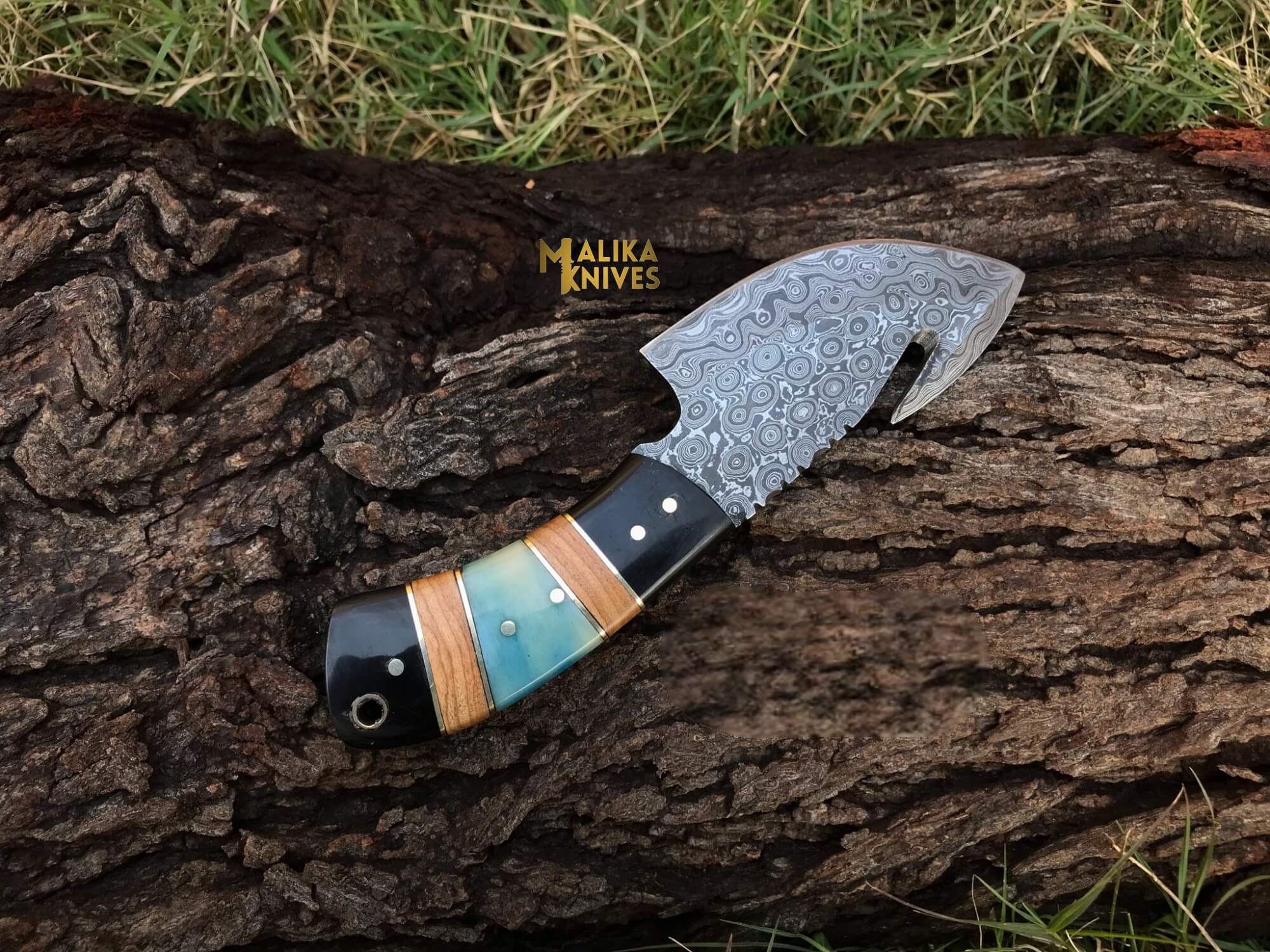 MALIKA KNIVES simple Gut Hook Skinning Knife – Big Game Hunting & Deer Processing Knife