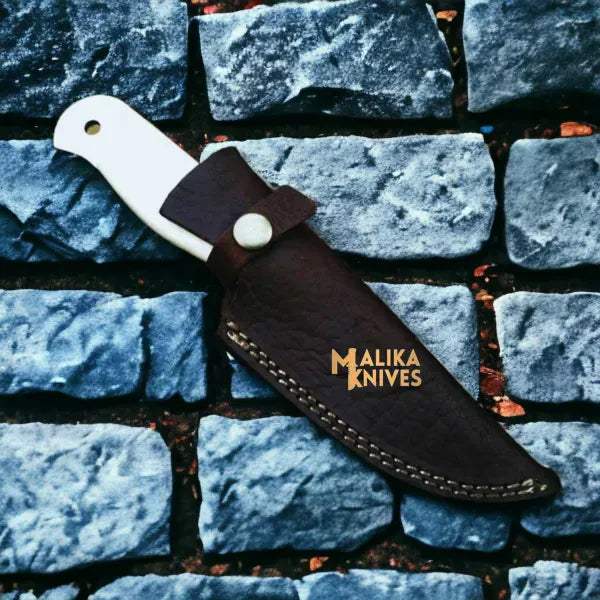 MALIKA KNIVES simple Handcrafted Fixed Blade Skinner Knife with Durable Camel bone Handle-0037