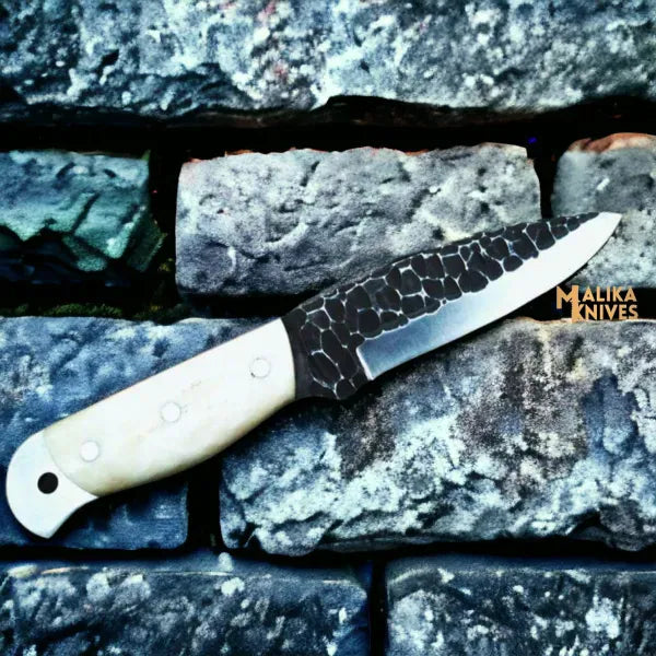 MALIKA KNIVES simple Handcrafted Fixed Blade Skinner Knife with Durable Camel bone Handle-0037