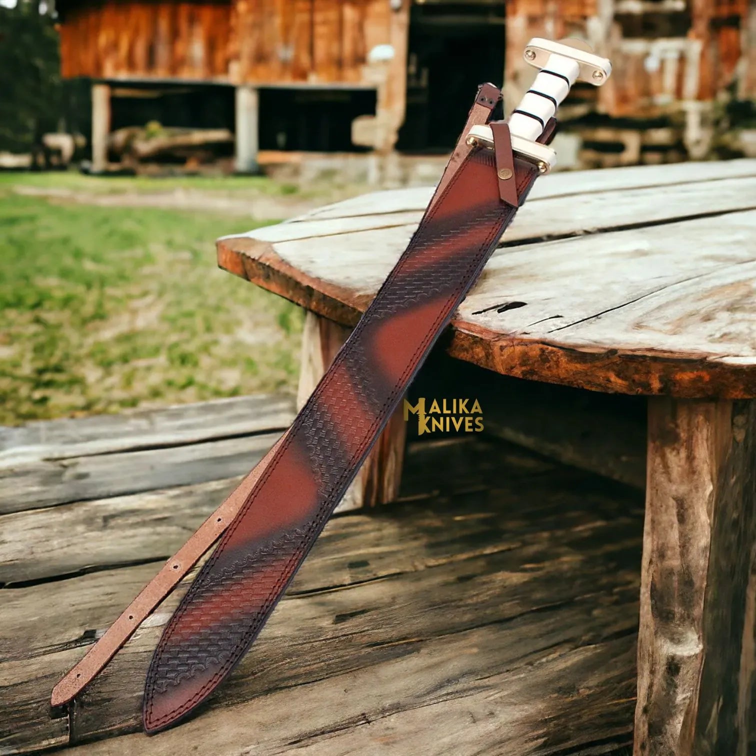MALIKA KNIVES simple Handcrafted Viking Sword with Damascus Steel Blade-911