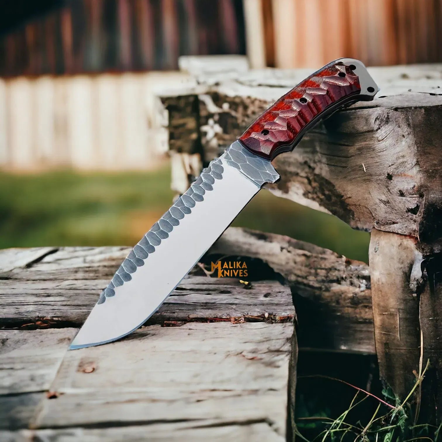MALIKA KNIVES simple Handforged D2 Bowie Knife 8 Inch Blade G10 Handle