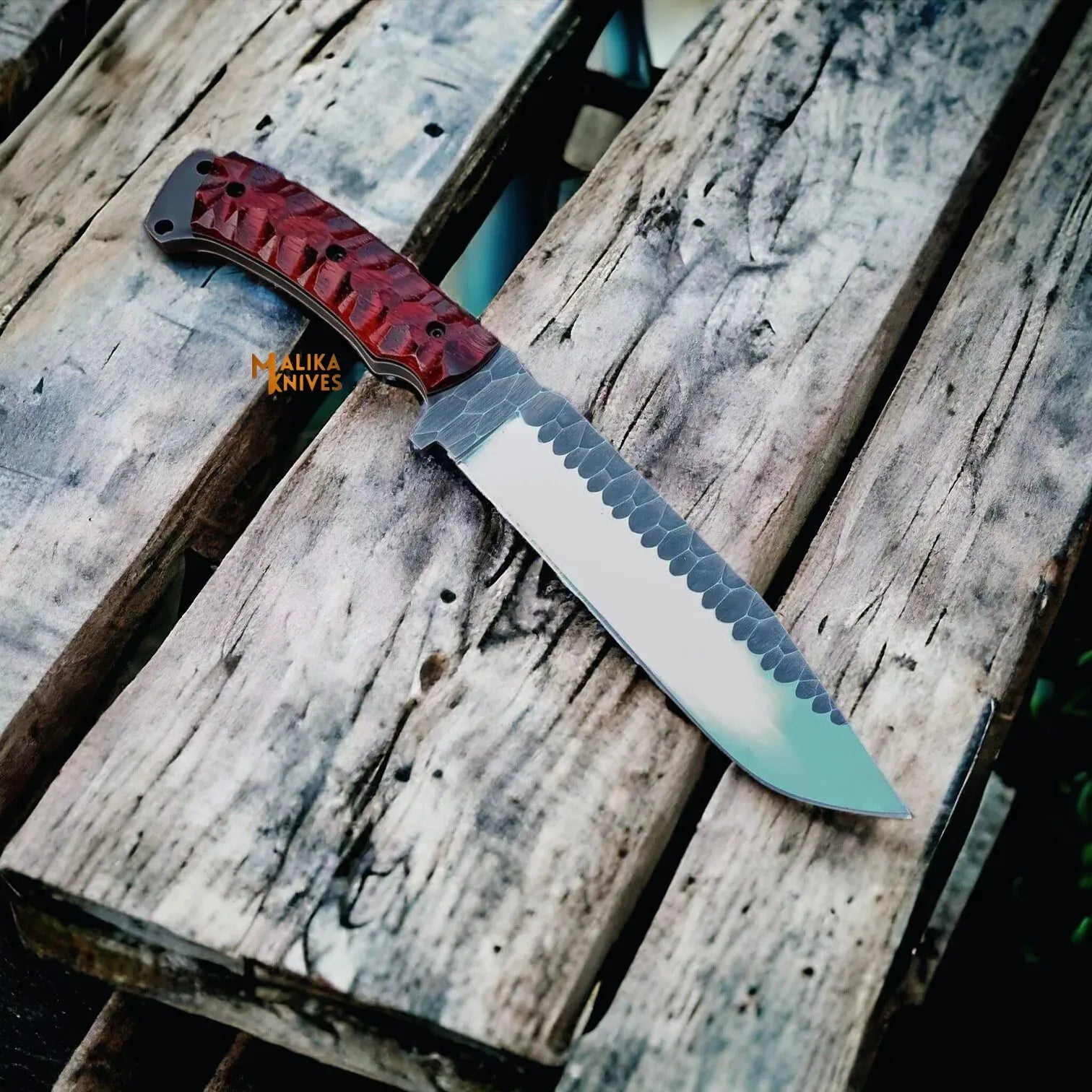 MALIKA KNIVES simple Handforged D2 Bowie Knife 8 Inch Blade G10 Handle