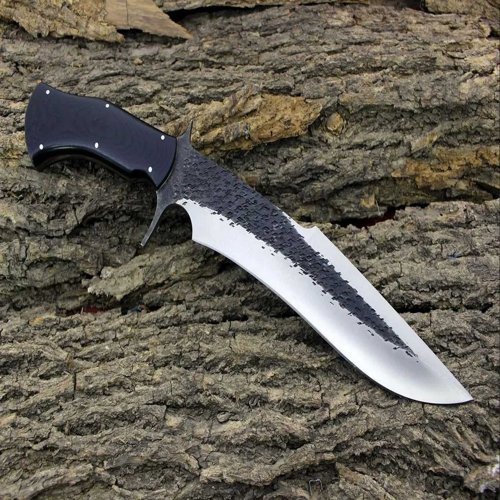 MALIKA KNIVES simple Handforged D2 Steel Bowie Knife G10 Handle