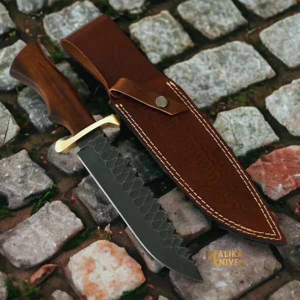 MALIKA KNIVES simple Handforged D2 Steel Bowie Knife Rosewood Handle