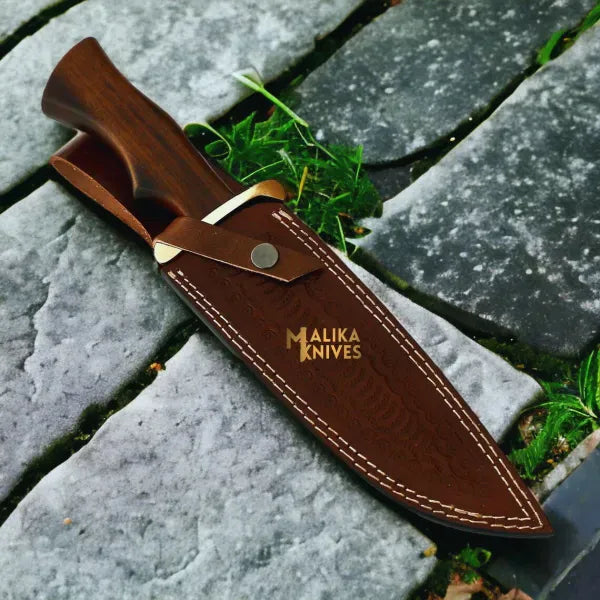 MALIKA KNIVES simple Handforged D2 Steel Bowie Knife Rosewood Handle
