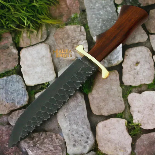 MALIKA KNIVES simple Handforged D2 Steel Bowie Knife Rosewood Handle