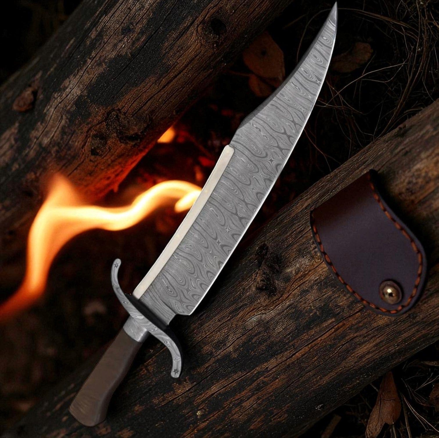 MALIKA KNIVES simple Handmade Alamo Musso Bowie Knife Damascus Steel