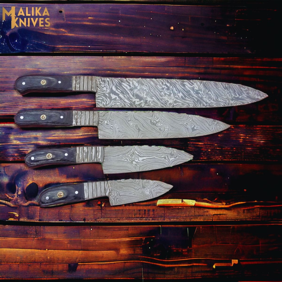 MALIKA KNIVES simple High-quality Damascus kitchen knife set for versatile use-0209