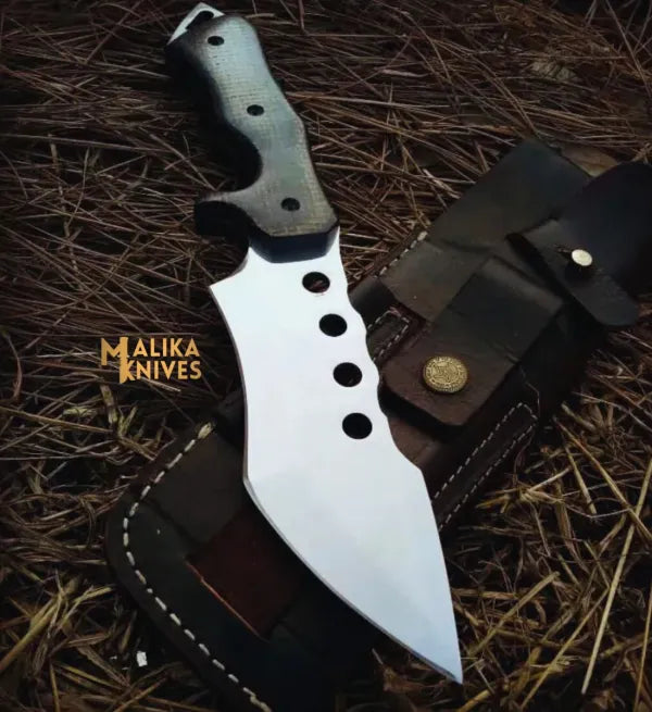 MALIKA KNIVES simple J2 Steel Tracker Bowie Knife G10 Handle Bushcraft Sheath
