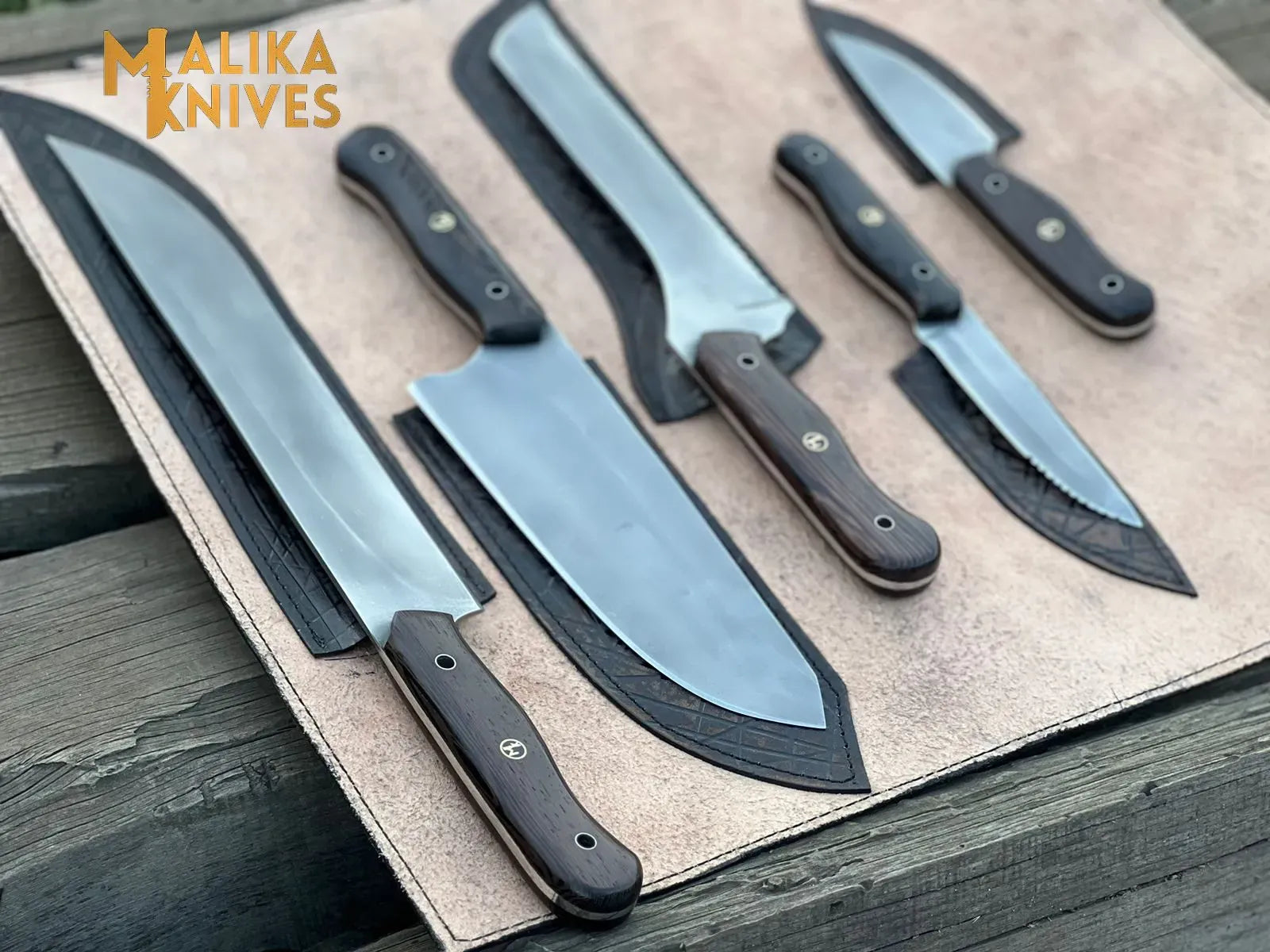 MALIKA KNIVES simple Malika Ultimate Kitchen Knife Set: Premium All-in-One Collection with Custom Leather Carrying Case - Perfect for Home Chefs & Culinary Enthusiasts-0204