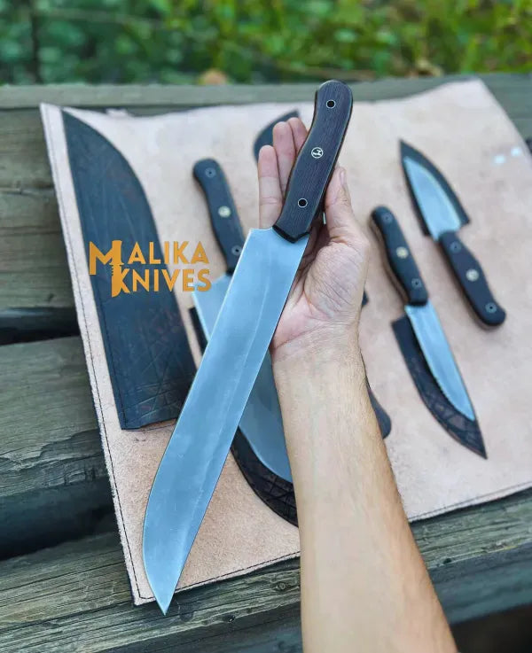 MALIKA KNIVES simple Malika Ultimate Kitchen Knife Set: Premium All-in-One Collection with Custom Leather Carrying Case - Perfect for Home Chefs & Culinary Enthusiasts-0204