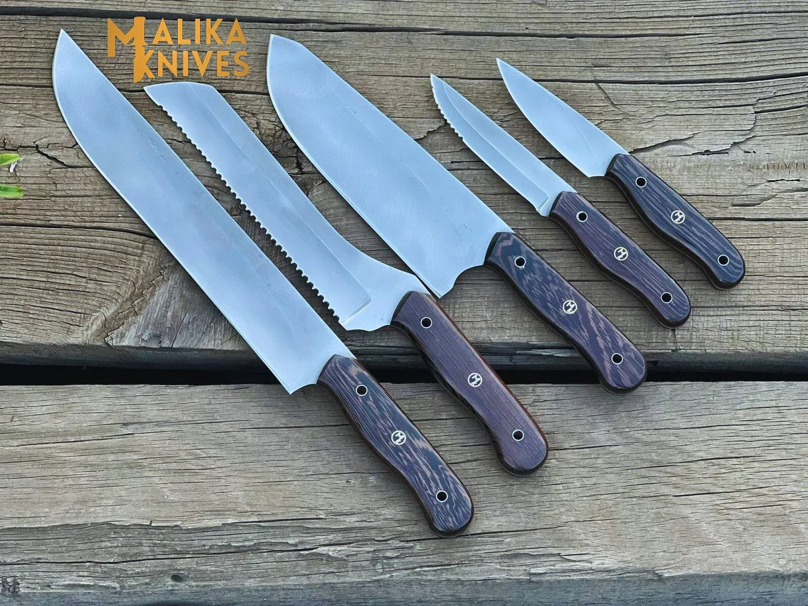 MALIKA KNIVES simple Malika Ultimate Kitchen Knife Set: Premium All-in-One Collection with Custom Leather Carrying Case - Perfect for Home Chefs & Culinary Enthusiasts-0204