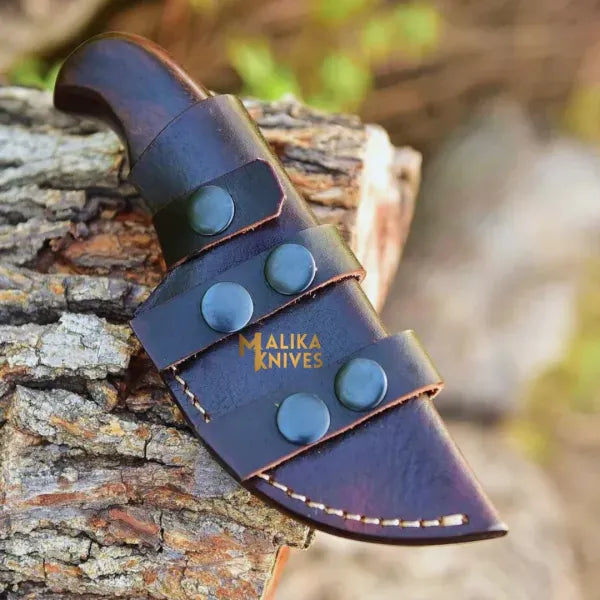 MALIKA KNIVES simple Mini Damascus Hunting Knife with Rosewood Handle