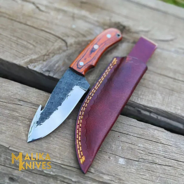 MALIKA KNIVES simple Old Timer GutHook Skinner Knife | Exquisite Craftsmanship & Razor-Sharp Blade-0028