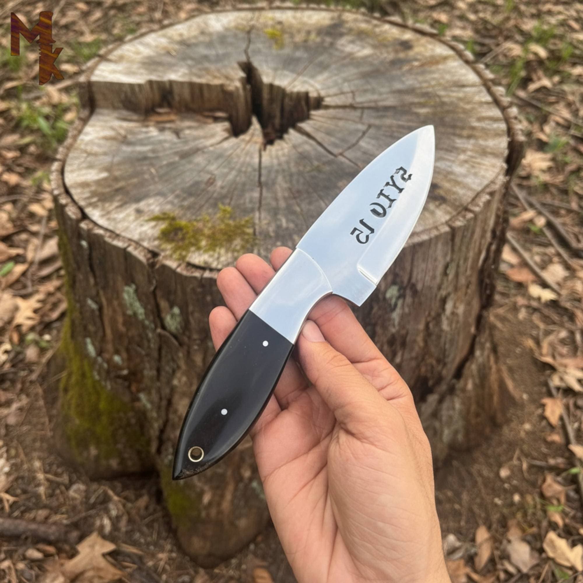 MALIKA KNIVES simple Outlaws D2 Hunting Knife Bull Horn Handle