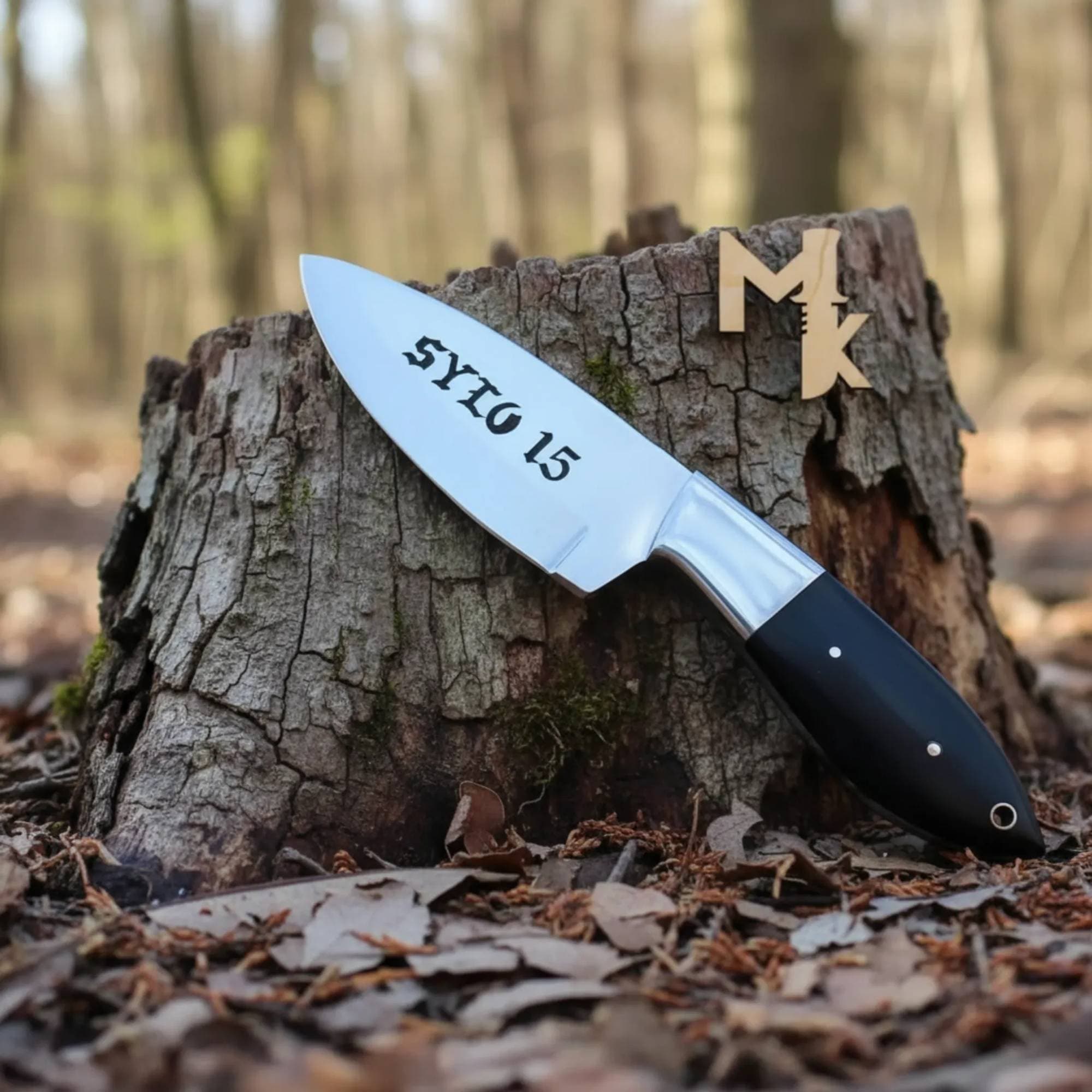 MALIKA KNIVES simple Outlaws D2 Hunting Knife Bull Horn Handle