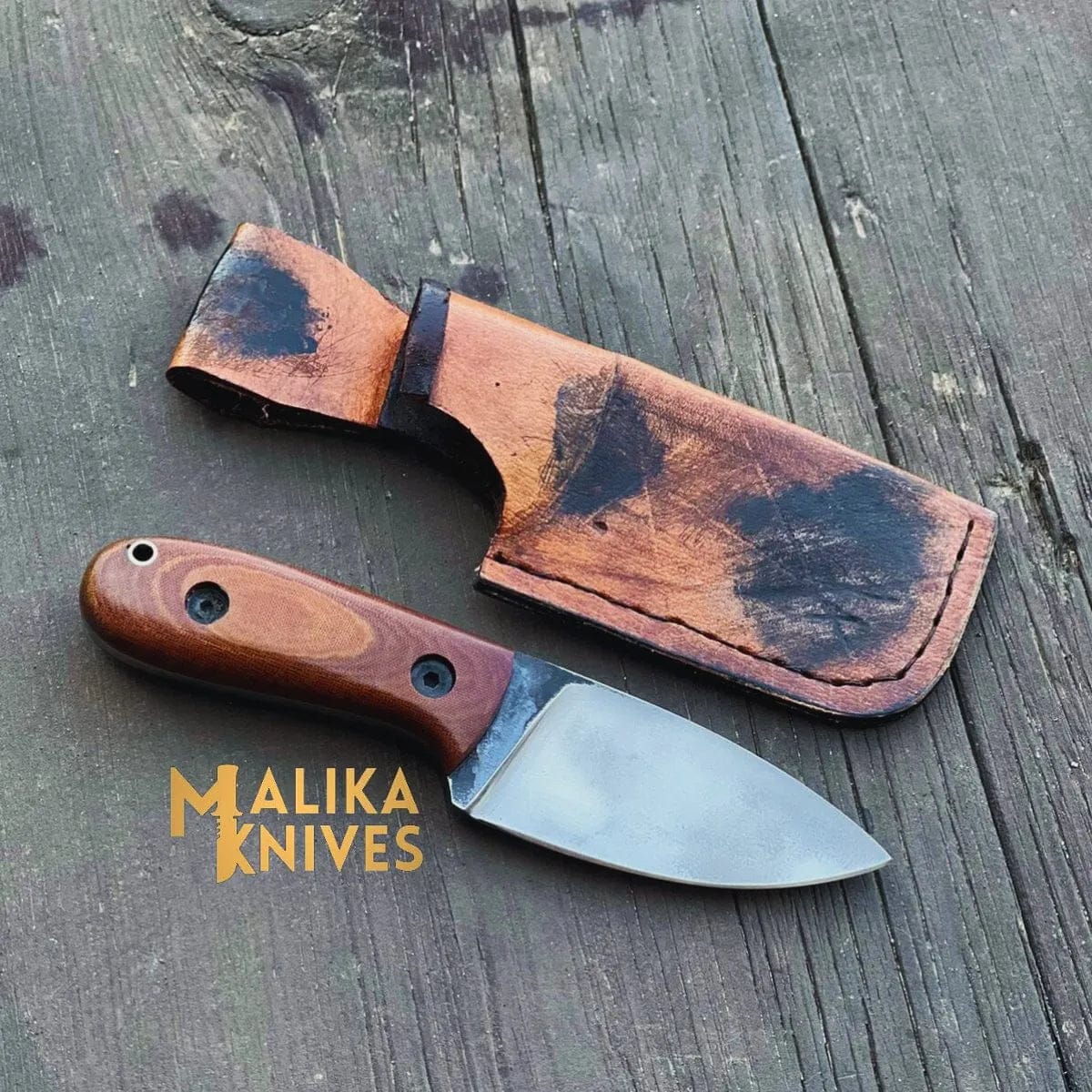 MALIKA KNIVES simple Premium Custom EDC Skinner Knife with Handcrafted Leather Sheath - Razor-Sharp Survival Tool-0023