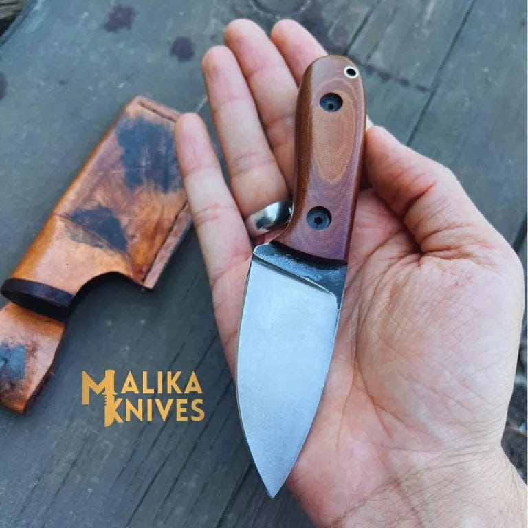 MALIKA KNIVES simple Premium Custom EDC Skinner Knife with Handcrafted Leather Sheath - Razor-Sharp Survival Tool-0023