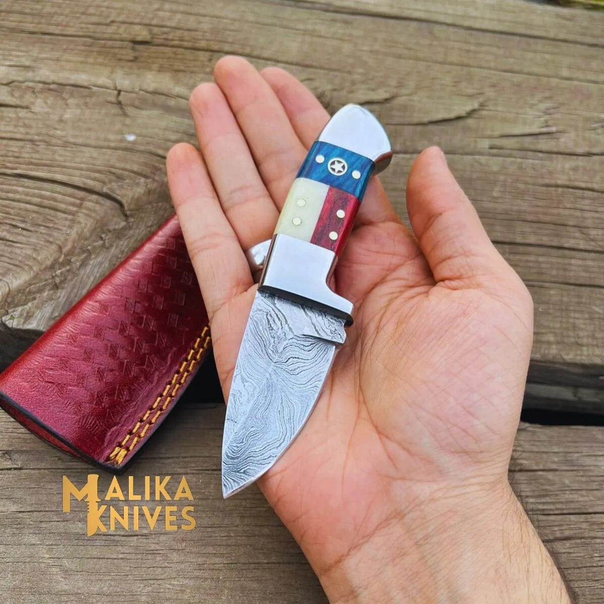 MALIKA KNIVES simple Premium EDC Flag Handle Skinner Knife - Compact, Durable & Razor-Sharp for Outdoor Enthusiasts-0025