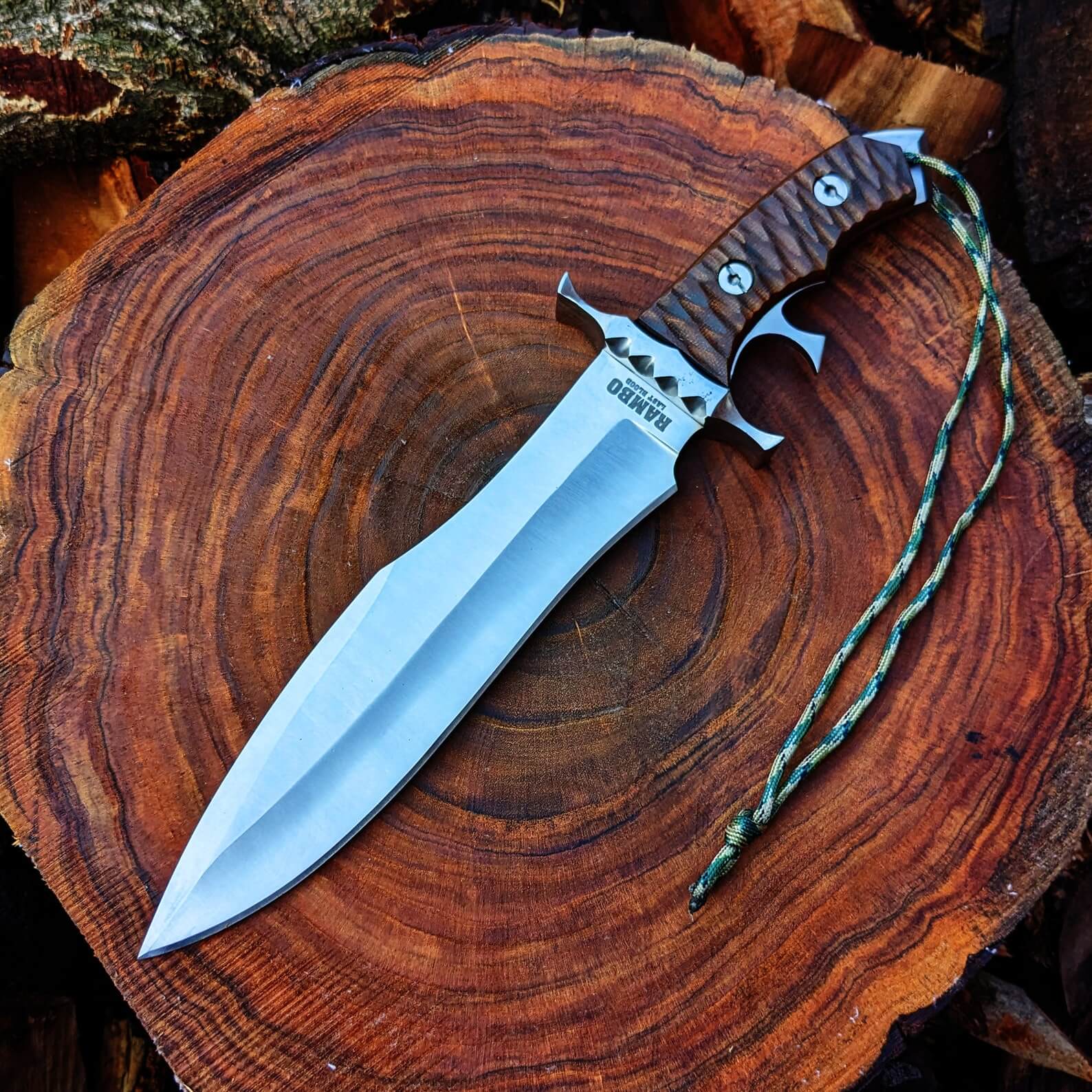 MALIKA KNIVES simple Rambo Last Blood Bowie Knife D2 Steel Full Tang