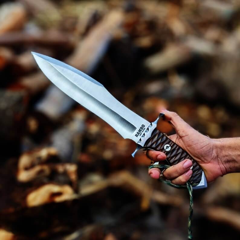 MALIKA KNIVES simple Rambo Last Blood Bowie Knife D2 Steel Full Tang