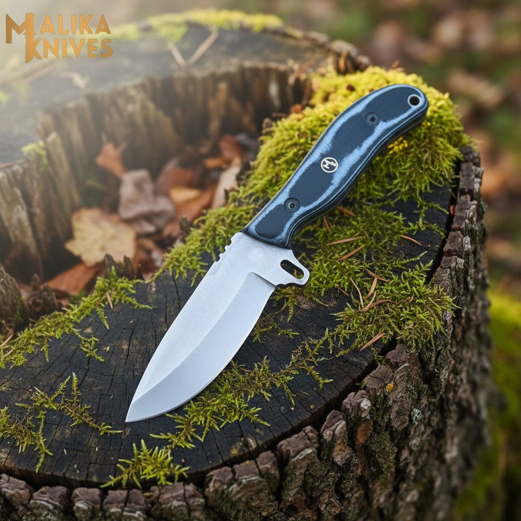 MALIKA KNIVES simple Ridge Runner Hunting Knife D2 Steel Micarta Handle